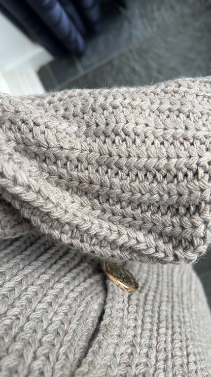 TAUPE BUTTON CARDIGAN