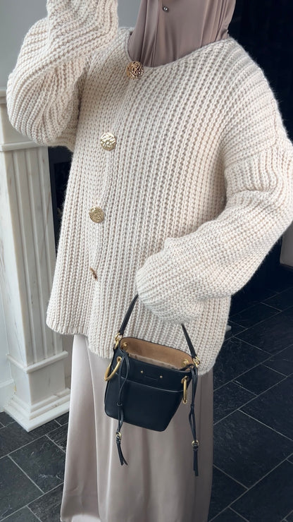 BEIGE BUTTON CARDIGAN