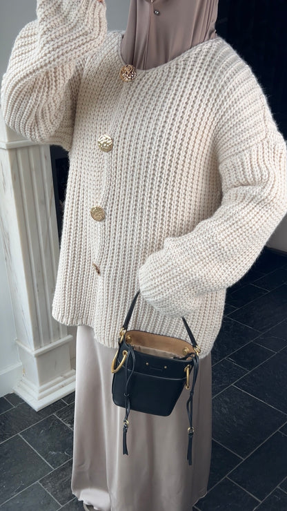 BEIGE BUTTON CARDIGAN
