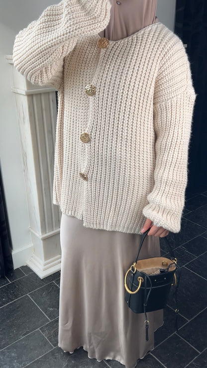 BEIGE BUTTON CARDIGAN