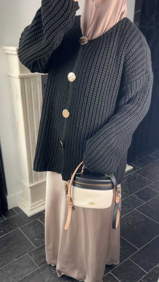 BLACK BUTTON CARDIGAN