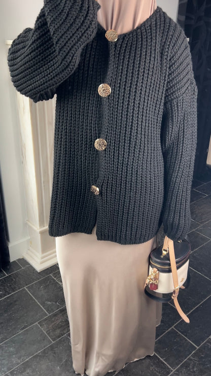 BLACK BUTTON CARDIGAN