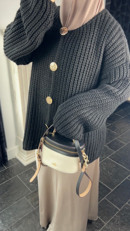 BLACK BUTTON CARDIGAN
