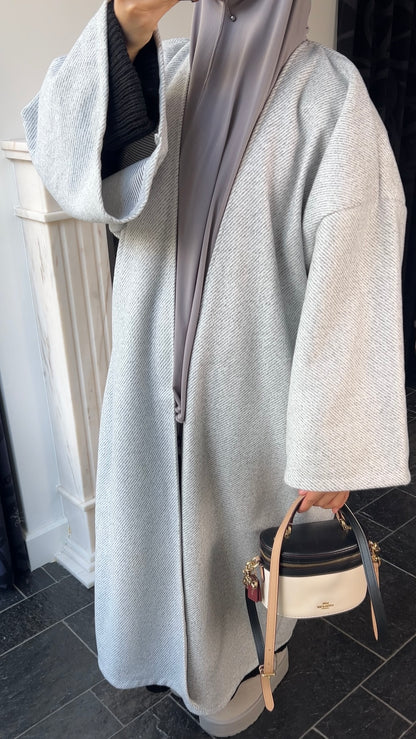 GREY RIBBED ABAYA COAT
