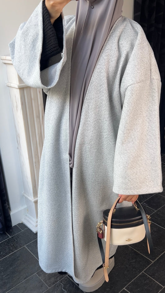 GREY RIBBED ABAYA COAT