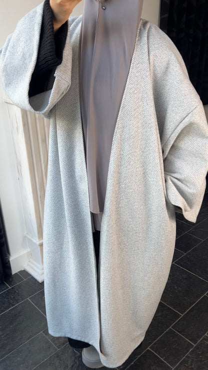 GREY RIBBED ABAYA COAT