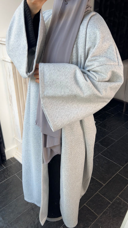 GREY RIBBED ABAYA COAT