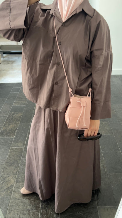 TAUPE COTTON SKIRT SET