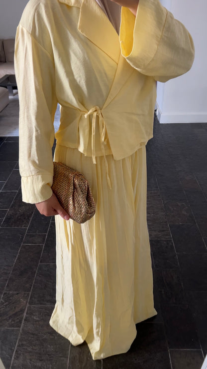 BUTTER YELLOW PLISSE WRAP SET