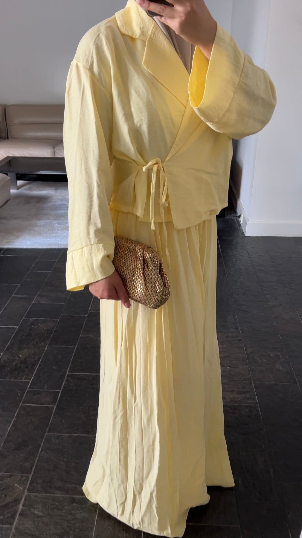 BUTTER YELLOW PLISSE WRAP SET