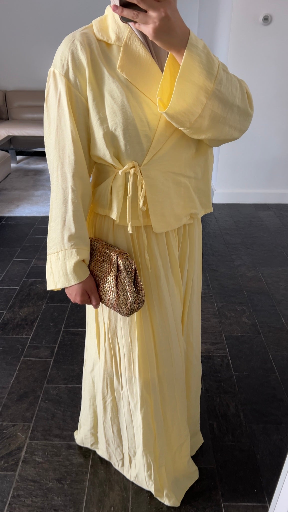 BUTTER YELLOW PLISSE WRAP SET