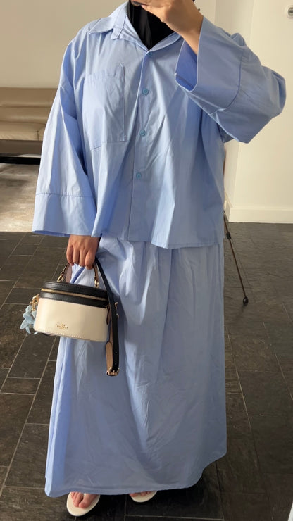 BABYBLUE COTTON SKIRT SET