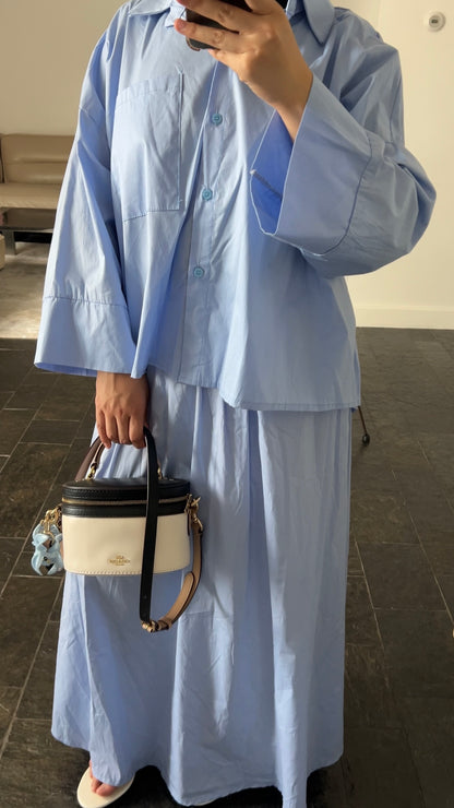 BABYBLUE COTTON SKIRT SET