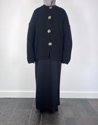 BLACK BUTTON CARDIGAN