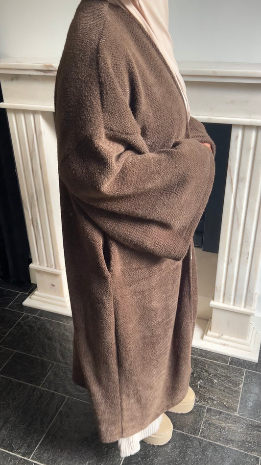 BROWN TEDDY ABAYA COAT