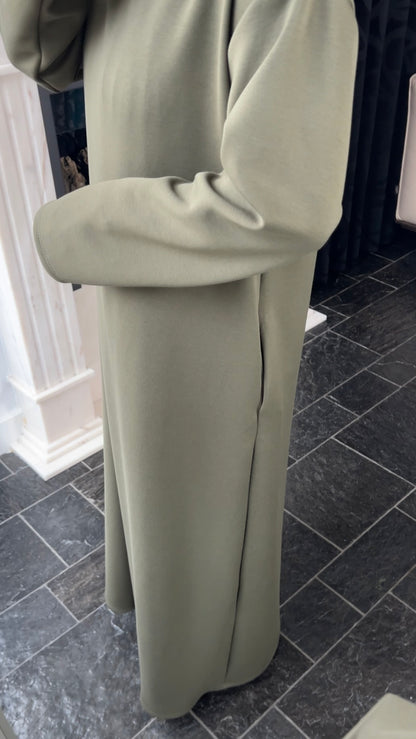 KHAKI COMFY JERSEY DRESS