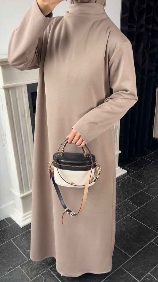 TAUPE COMFY JERSEY DRESS