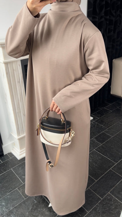 TAUPE COMFY JERSEY DRESS