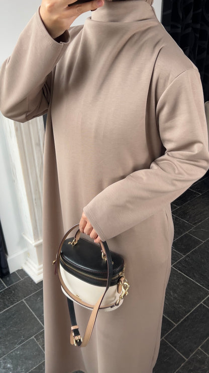 TAUPE COMFY JERSEY DRESS