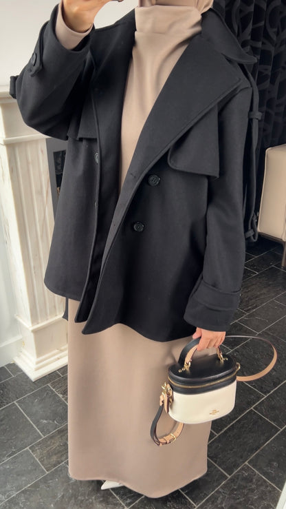 BLACK MID TRENCHCOAT