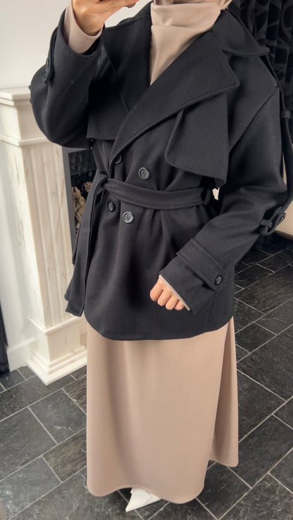BLACK MID TRENCHCOAT