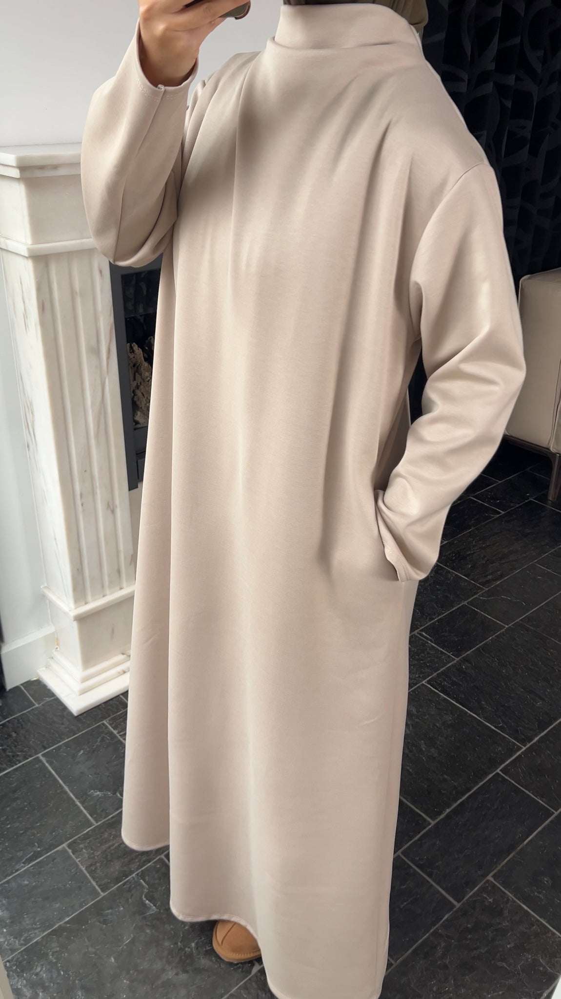 BEIGE COMFY JERSEY DRESS