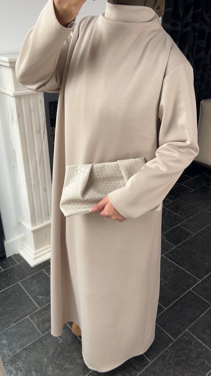 BEIGE COMFY JERSEY DRESS