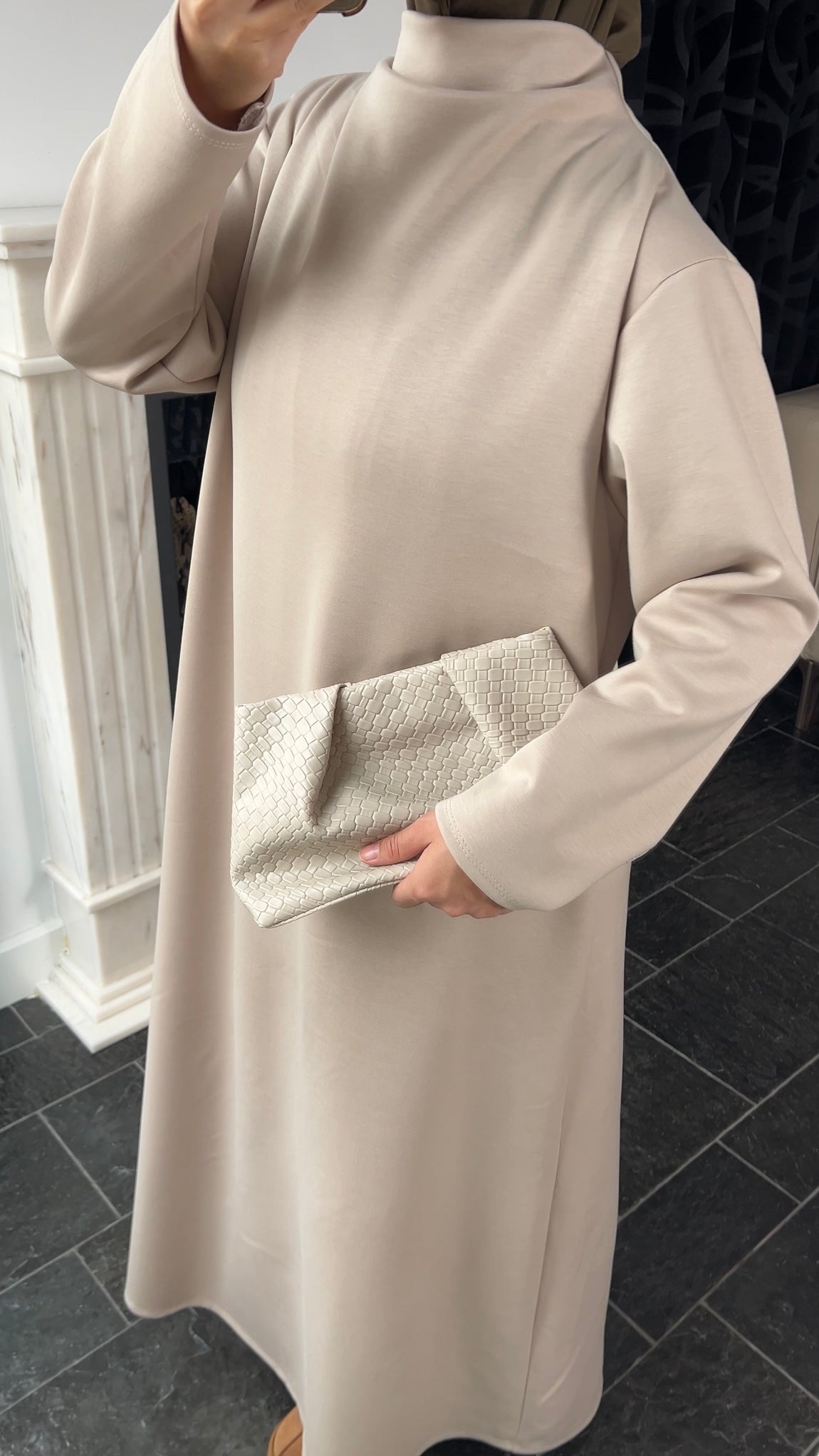 BEIGE COMFY JERSEY DRESS