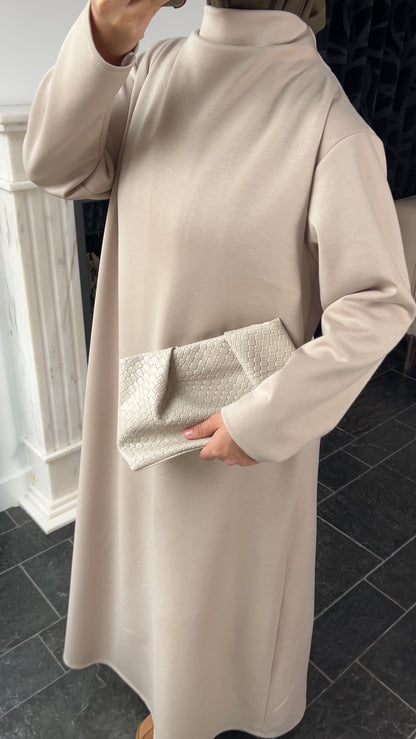 BEIGE COMFY JERSEY DRESS