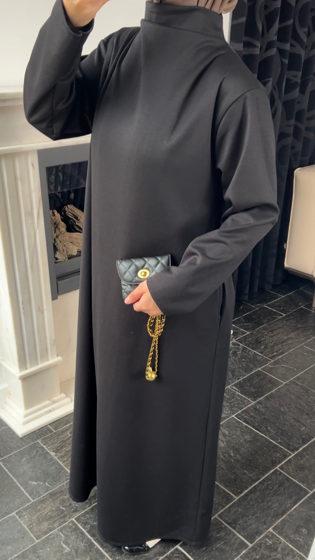 BLACK COMFY JERSEY DRESS