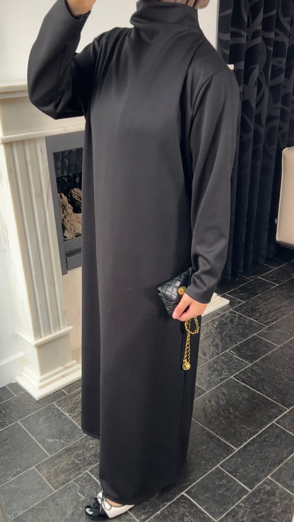 BLACK COMFY JERSEY DRESS