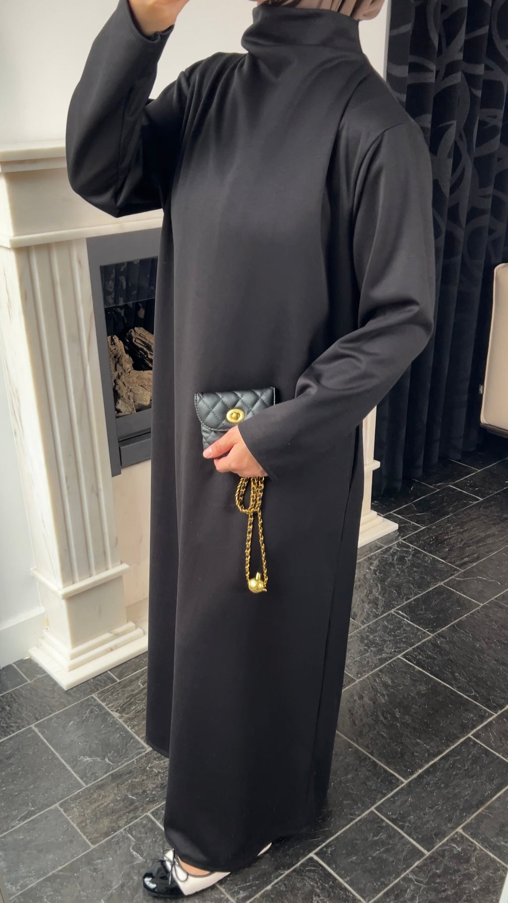 BLACK COMFY JERSEY DRESS