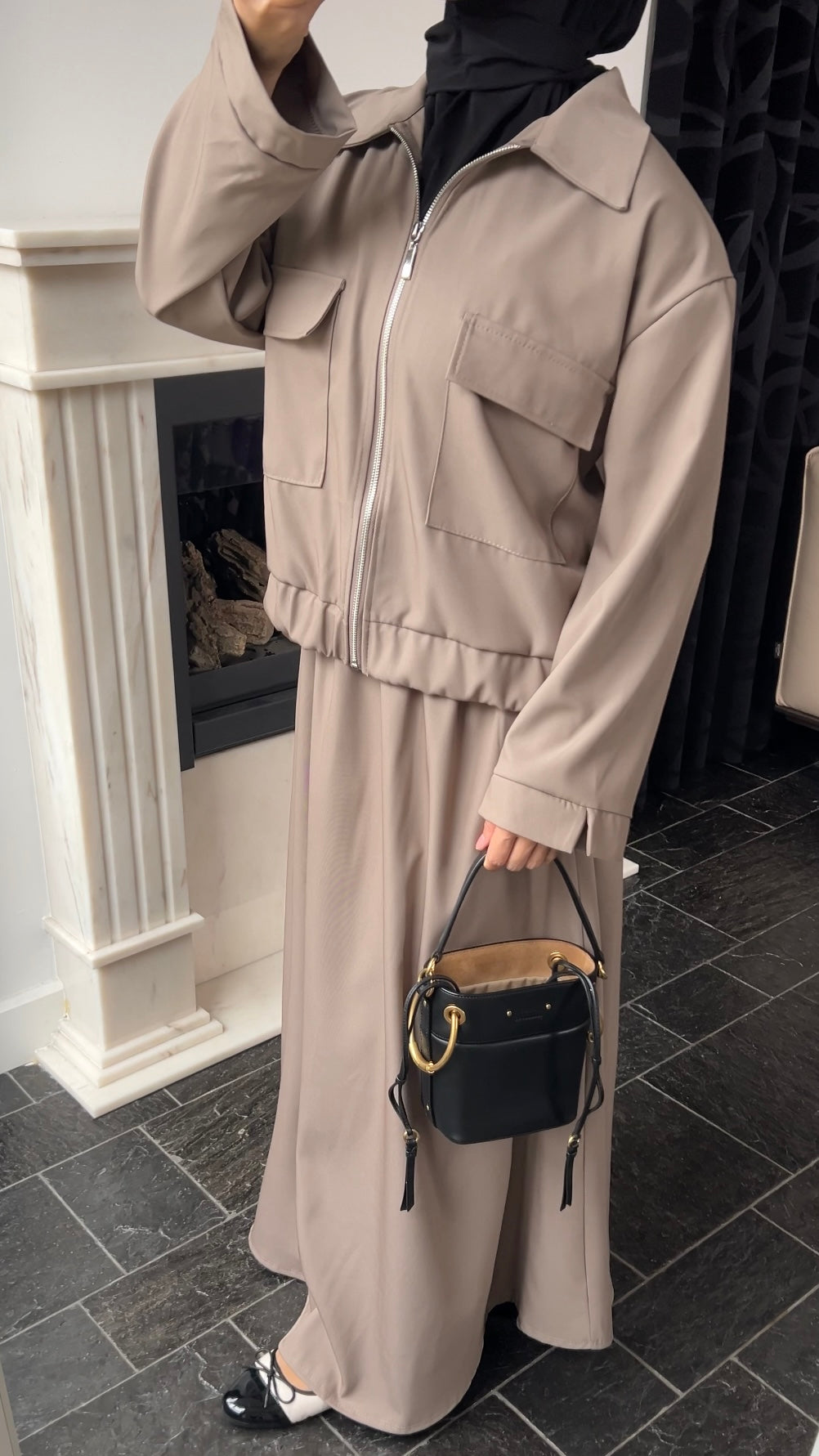 TAUPE POCKET ZIP SET