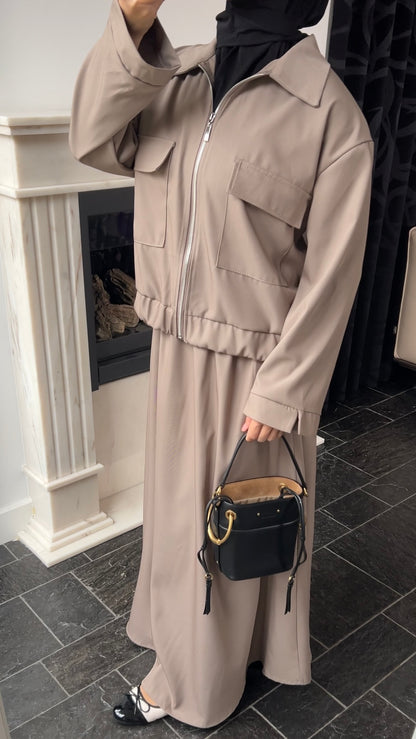 TAUPE POCKET ZIP SET