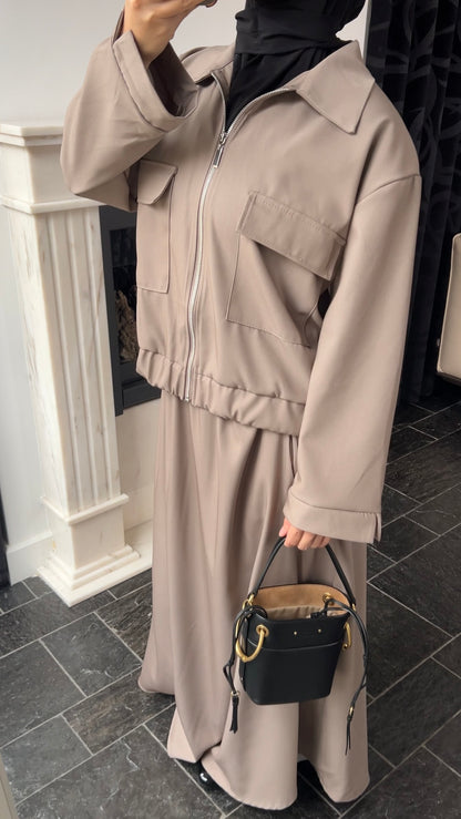 TAUPE POCKET ZIP SET