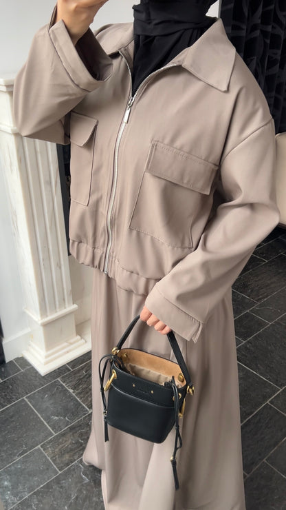 TAUPE POCKET ZIP SET