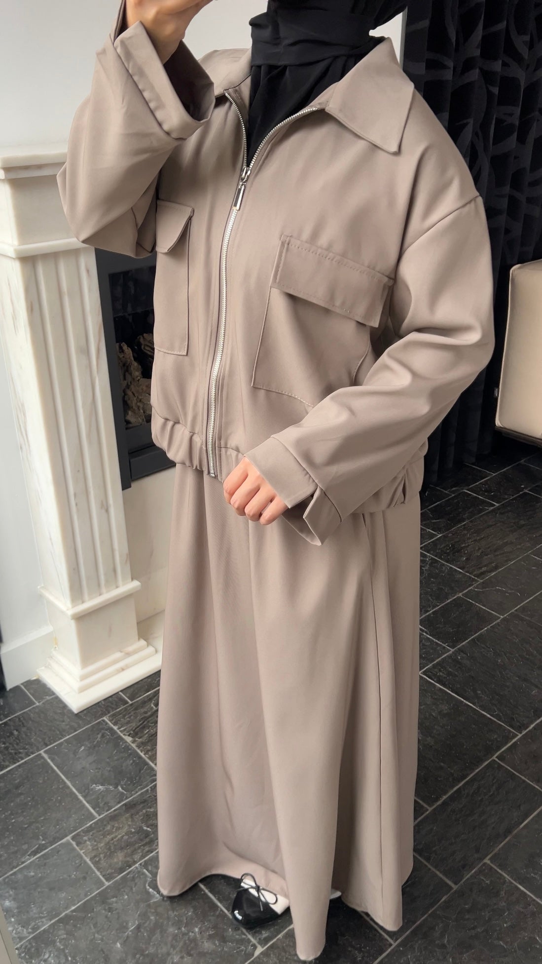 TAUPE POCKET ZIP SET