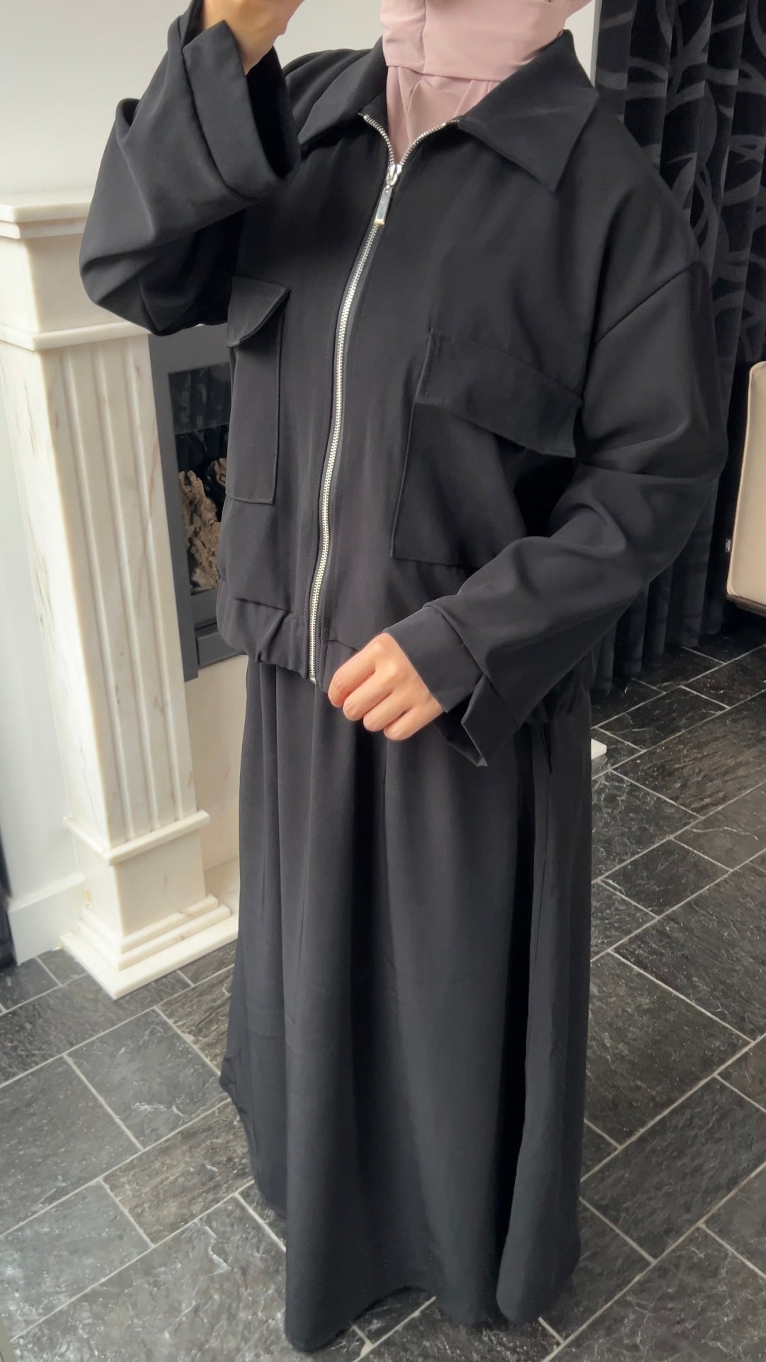 BLACK POCKET ZIP SET