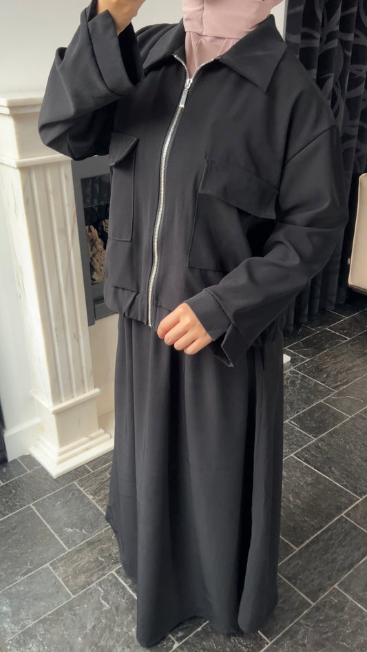 BLACK POCKET ZIP SET