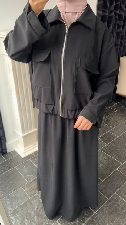 BLACK POCKET ZIP SET