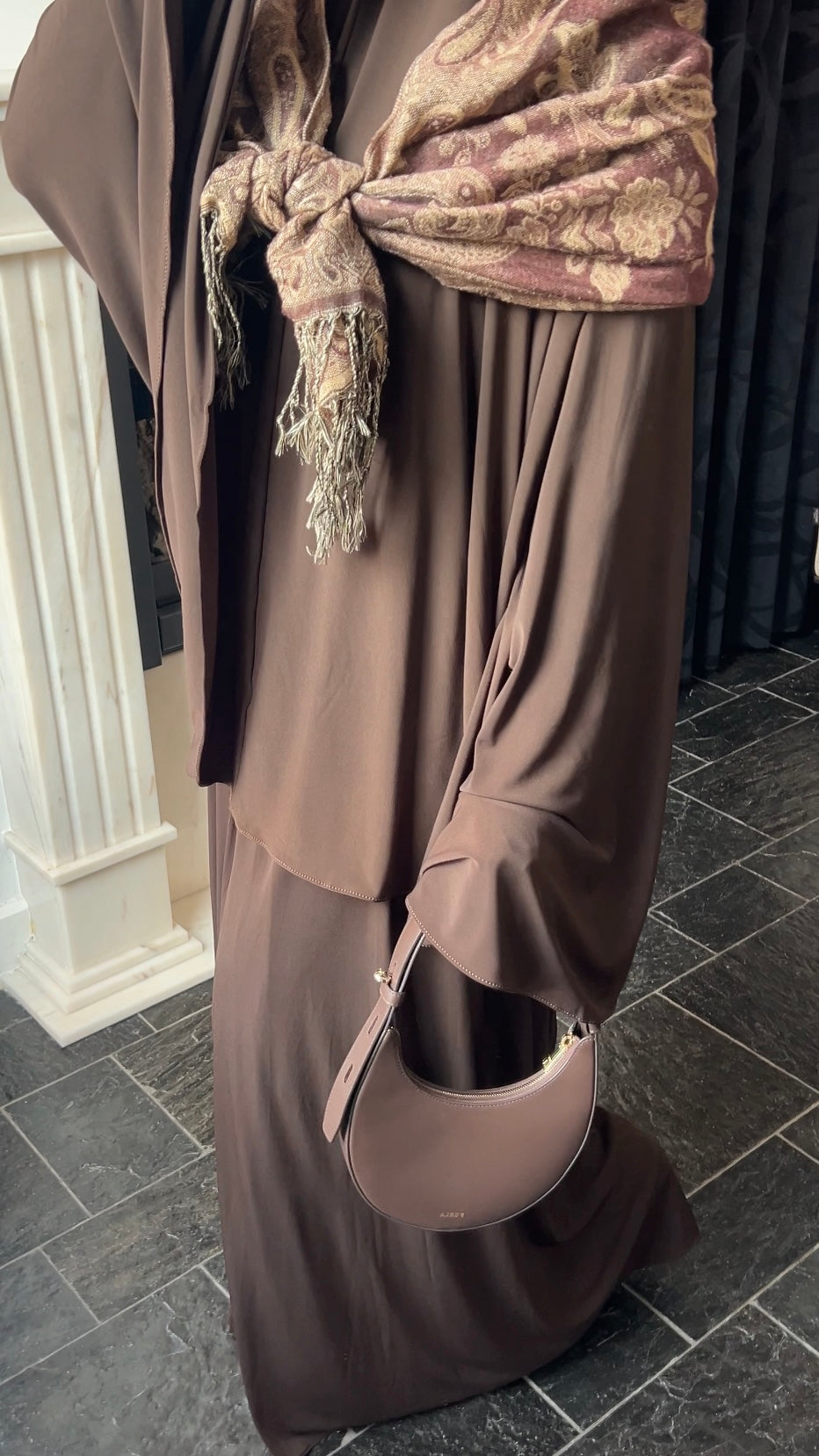 RESTOCKING SOON !! SKIRT KHIMAR SET DARK BROWN