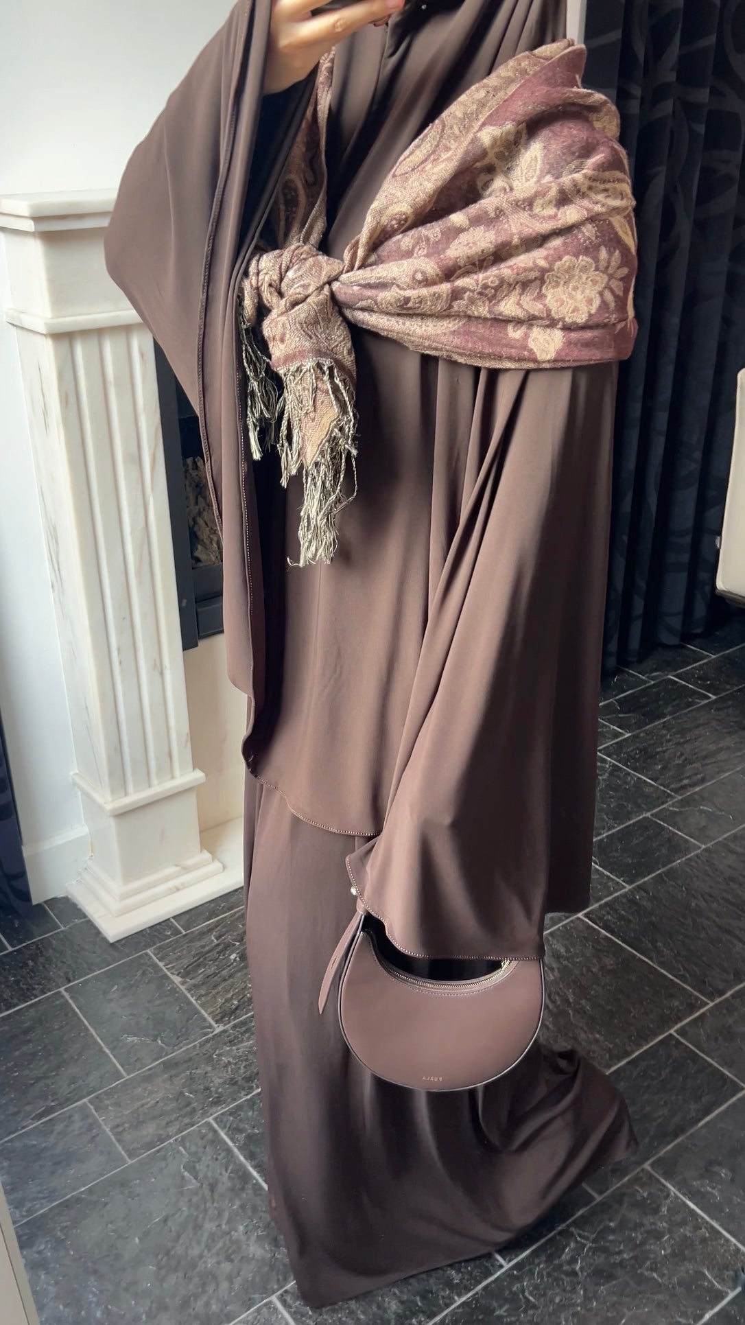 RESTOCKING SOON !! SKIRT KHIMAR SET DARK BROWN