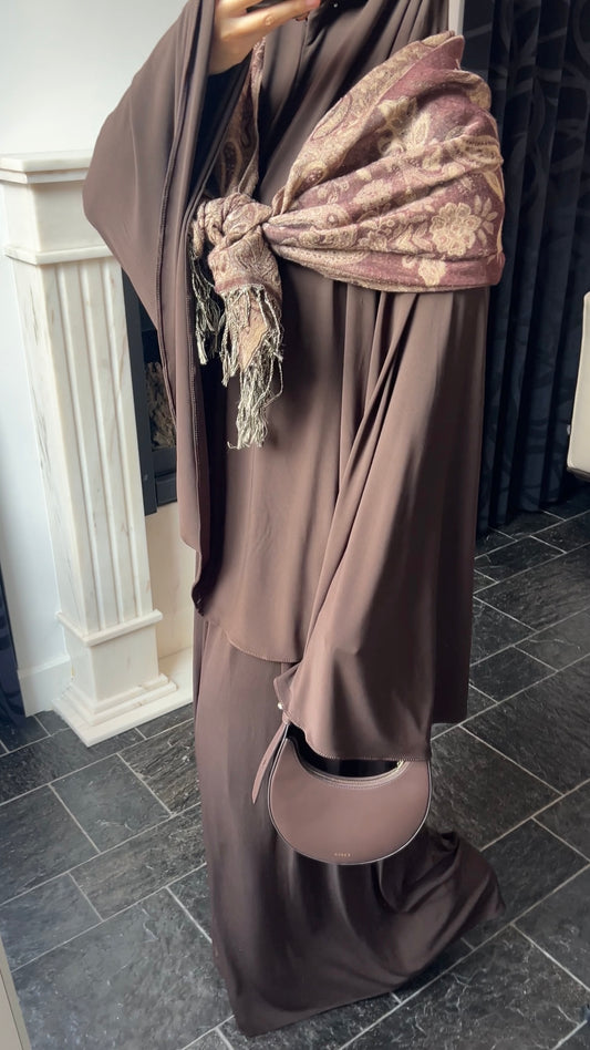 RESTOCKING SOON !! SKIRT KHIMAR SET DARK BROWN