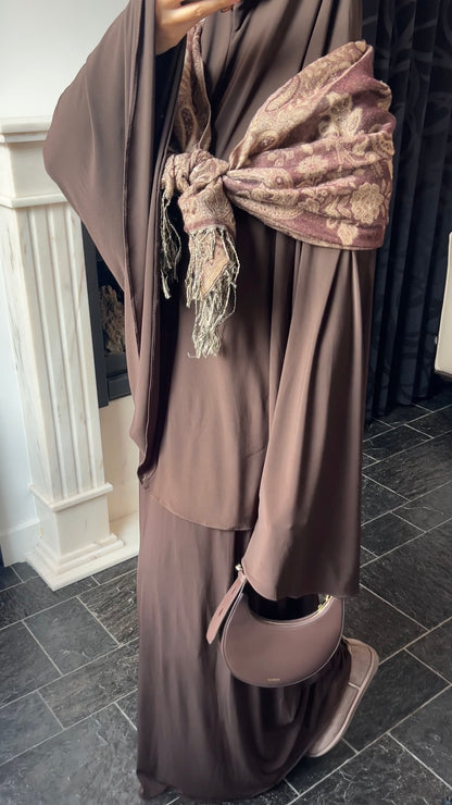 RESTOCKING SOON !! SKIRT KHIMAR SET DARK BROWN