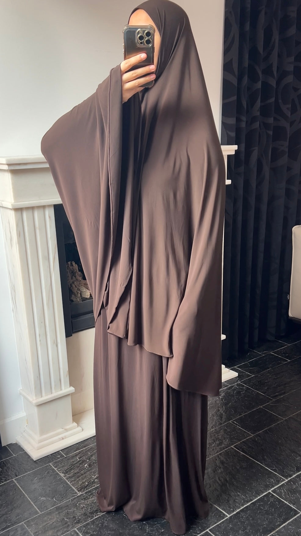 RESTOCKING SOON !! SKIRT KHIMAR SET DARK BROWN