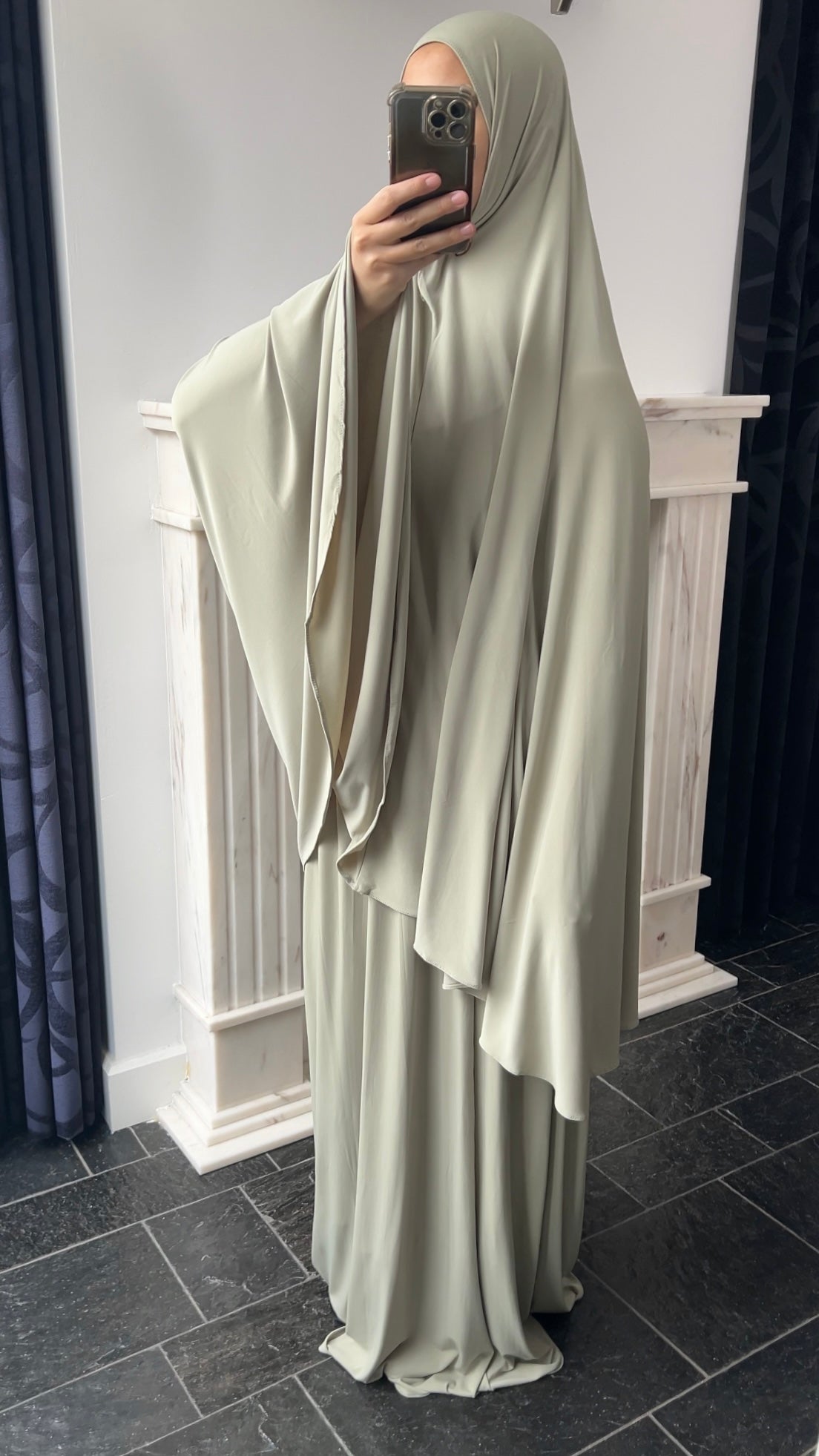 RESTOCKING SOON !! - SKIRT KHIMAR SET LIGHT SAGE GREEN