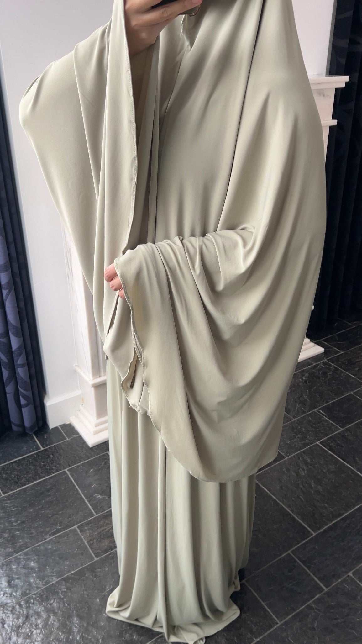 RESTOCKING SOON !! - SKIRT KHIMAR SET LIGHT SAGE GREEN