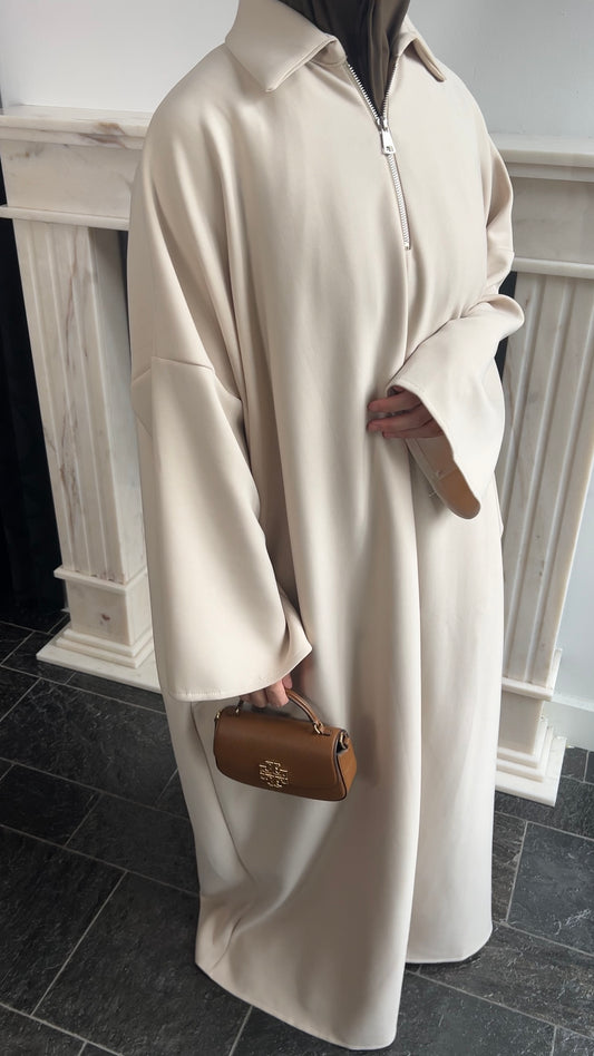 OVERSIZED ZIP ABAYA BEIGE