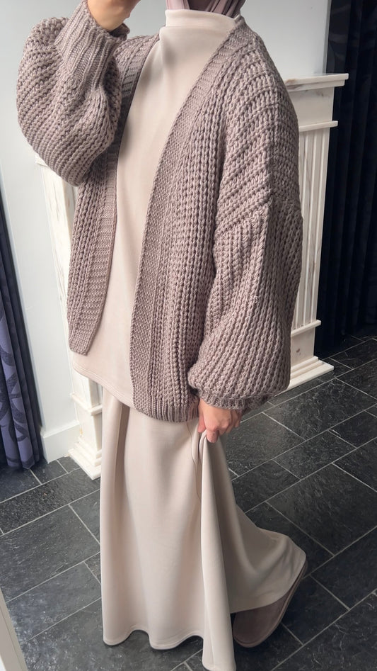 KNIT CARDIGAN TAUPE