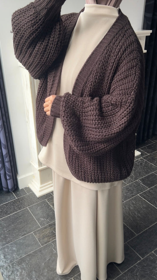 KNIT CARDIGAN DARK BROWN
